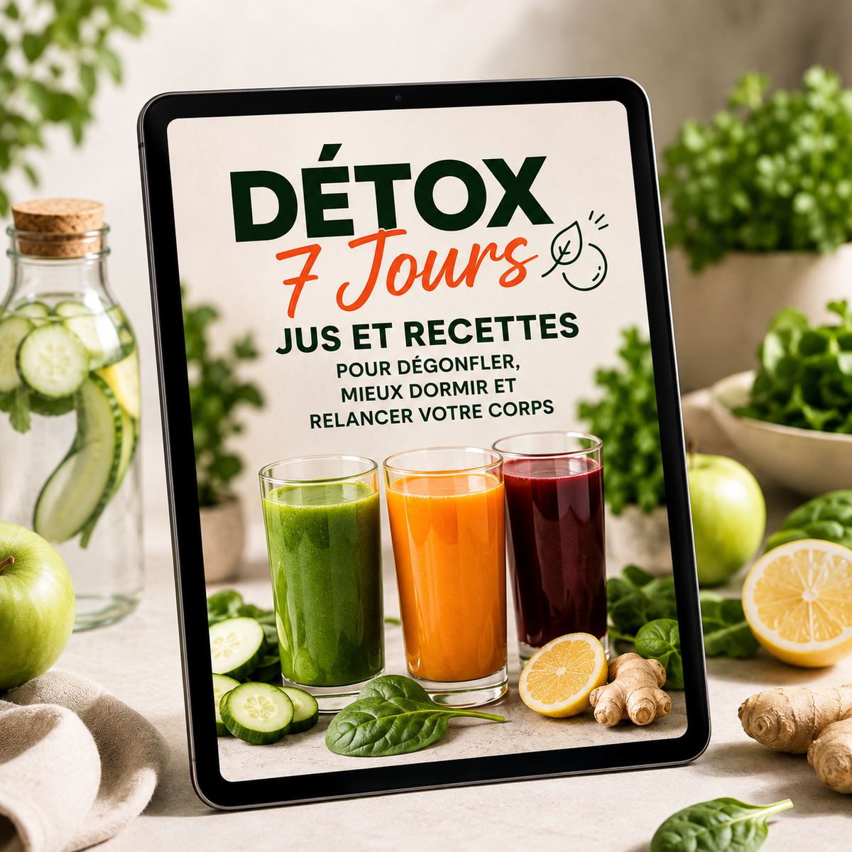 Détox 7 Jours — Jus et Recettes pour Dégonfler, Mieux Dormir et Relancer Votre Corps 