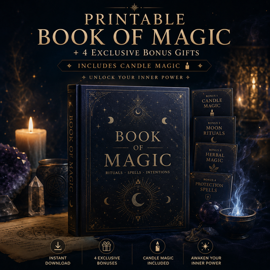 Printable Book of Magic 📜 + 4 Exclusive Bonus Gifts 🎁 (Including Candle Magic 🕯️) | Unlock Your Inner Power ✨